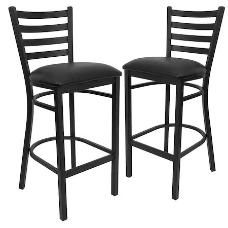 Black Ladder Stool-Black Seat, PK2 MPN:2-XU-DG697BLAD-BAR-BLKV-GG