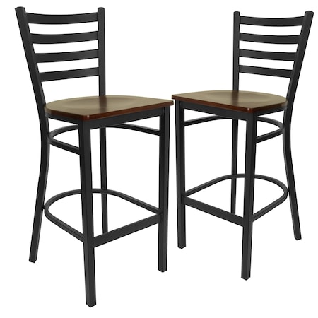 Black Ladder Stool-Mah Seat, PK2 MPN:2-XU-DG697BLAD-BAR-MAHW-GG