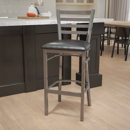 Clear Ladder Stool-Black Seat, PK2 MPN:2-XU-DG697BLAD-CLR-BAR-BLKV-GG