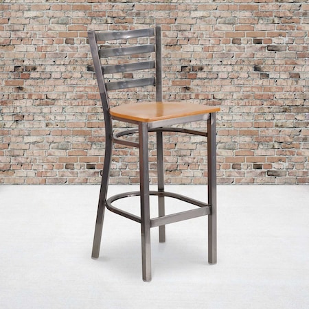 Clear Ladder Stool-Nat Seat, PK2 MPN:2-XU-DG697BLAD-CLR-BAR-NATW-GG