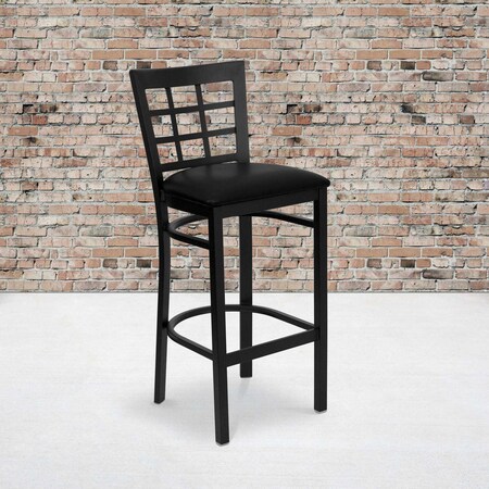 Black Window Stool-Black Seat, PK2 MPN:2-XU-DG6R7BWIN-BAR-BLKV-GG