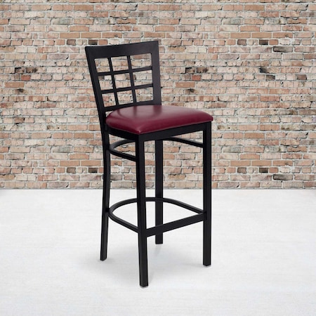Black Window Stool-Burg Seat, PK2 MPN:2-XU-DG6R7BWIN-BAR-BURV-GG