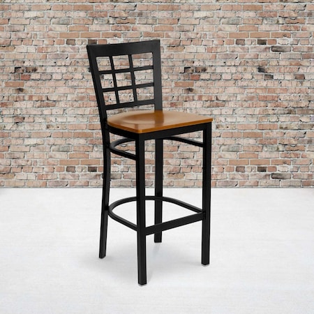 Black Window Stool-Cherry Seat, PK2 MPN:2-XU-DG6R7BWIN-BAR-CHYW-GG