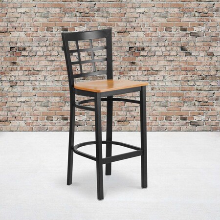 Black Window Stool-Nat Seat, PK2 MPN:2-XU-DG6R7BWIN-BAR-NATW-GG