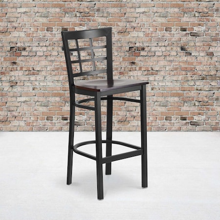 Black Window Stool-Wal Seat, PK2 MPN:2-XU-DG6R7BWIN-BAR-WALW-GG