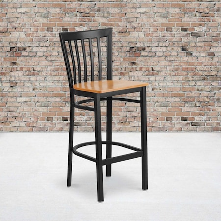 Black School Stool-Nat Seat, PK2 MPN:2-XU-DG6R8BSCH-BAR-NATW-GG