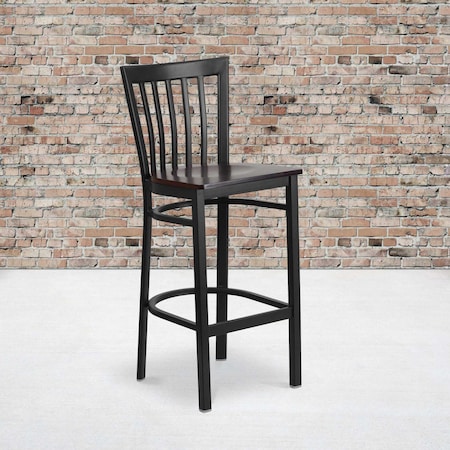 Black School Stool-Wal Seat, PK2 MPN:2-XU-DG6R8BSCH-BAR-WALW-GG