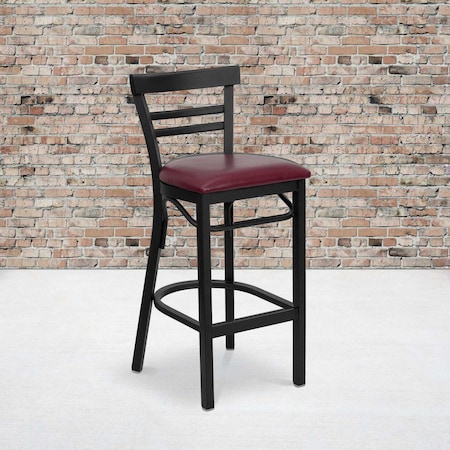Black Ladder Stool-Burg Seat, PK2 MPN:2-XU-DG6R9BLAD-BAR-BURV-GG