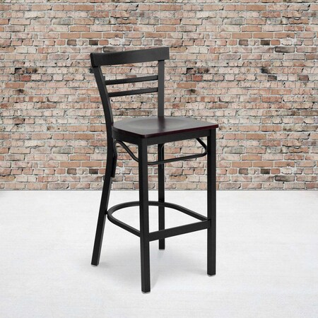 Black Ladder Stool-Mah Seat, PK2 MPN:2-XU-DG6R9BLAD-BAR-MAHW-GG