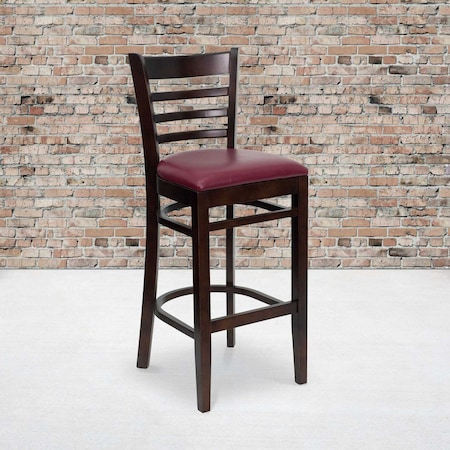 Walnut Wood Stool-Burg Vinyl, PK2 MPN:2-XU-DGW0005BARLAD-WAL-BURV-GG