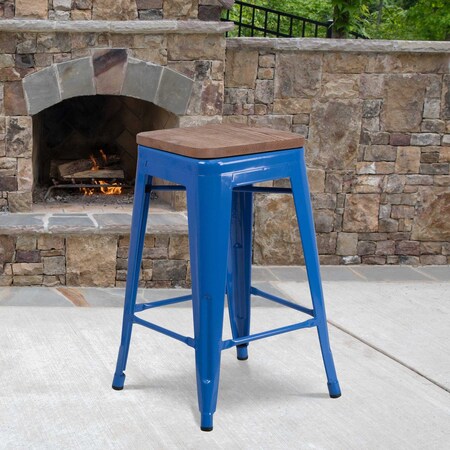 Blue Metal Counter Stool, 24