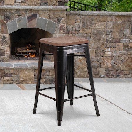 Black-Antique Metal Stool, 24