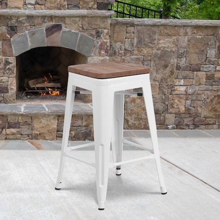 White Metal Counter Stool, 24