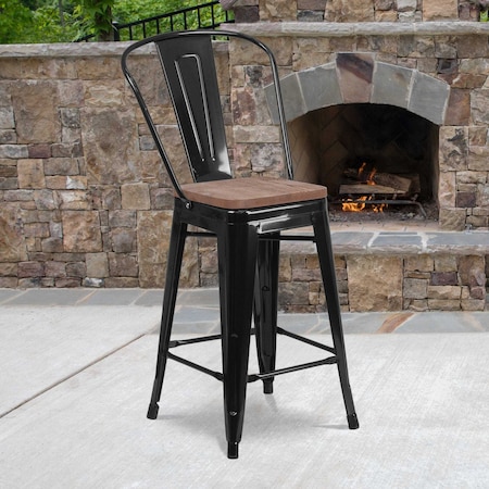 Black Metal Counter Stool, 24