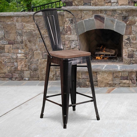 Black-Antique Metal Stool, 24