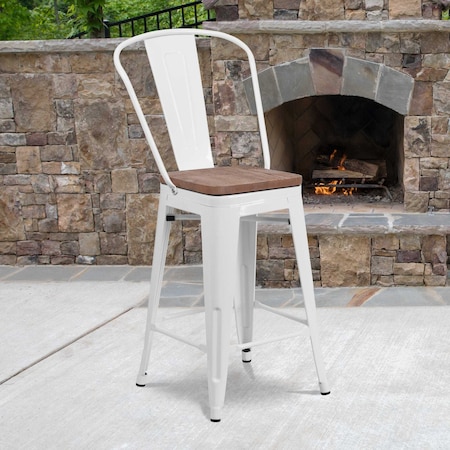 White Metal Counter Stool, 24
