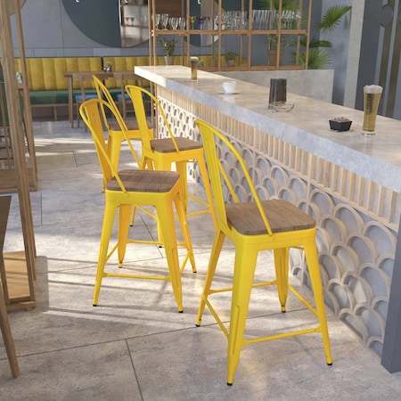 Yellow Metal Counter Stool, 24
