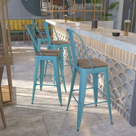 Teal Metal Barstool, 30