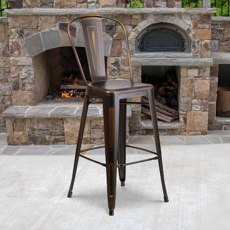 Distressed Copper Metal Stool, PK4 MPN:4-ET-3534-30-COP-GG