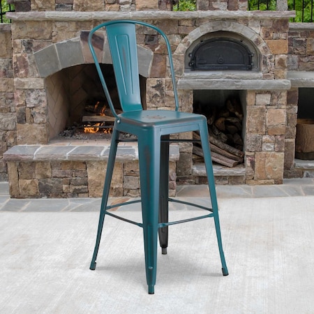 Distressed Blue-TL Metal Stool, PK4 MPN:4-ET-3534-30-KB-GG