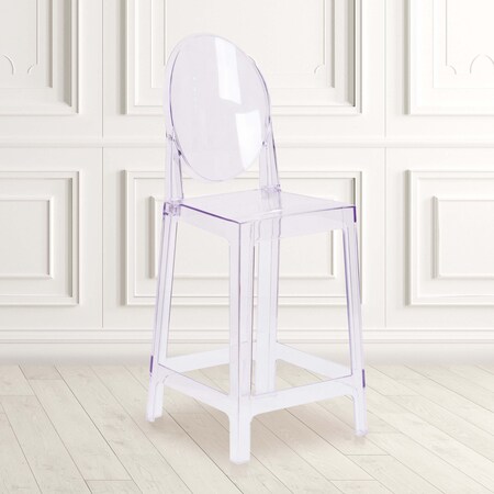 4PK Ghost Counter Stool with Oval Back in Crystal MPN:4-OW-GHOSTBACK-24-GG