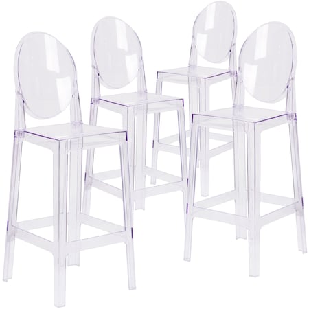 Ghost Transparent Crystal Barstool with Oval Back, PK4 MPN:4-OW-GHOSTBACK-29-GG