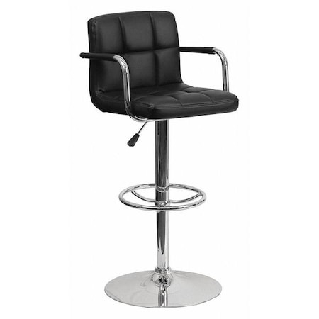 Black Quilted Vinyl Barstool, Adj Height MPN:CH-102029-BK-GG