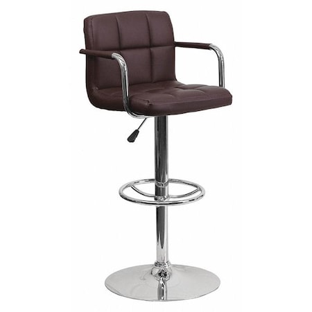Brown Quilted Vinyl Barstool, Adj Height, Frame Material: Metal MPN:CH-102029-BRN-GG