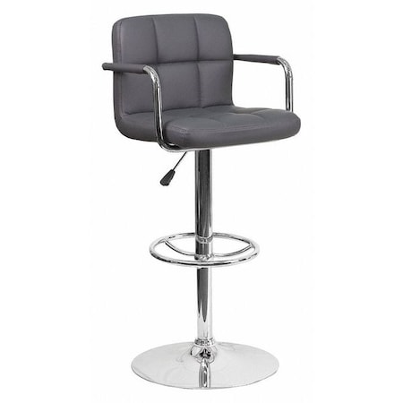 Gray Quilted Vinyl Barstool, Adj Height MPN:CH-102029-GY-GG