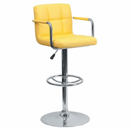 Yellow Quilted Vinyl Barstool, Adj Height, Weight Capacity: 330 lb. MPN:CH-102029-YEL-GG