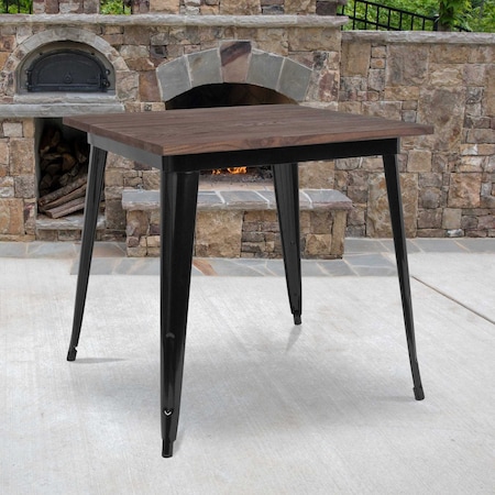 Square Square Black Metal Indoor Table with Wal, 31.5
