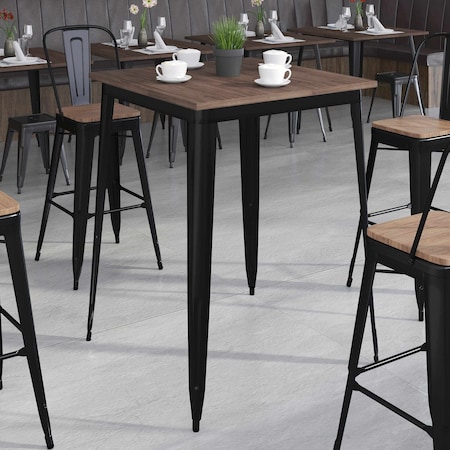 Square Square Black Metal Bar Table, 31.5