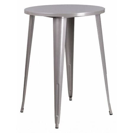 Round Silver Metal Bar Table, 30RD, 30