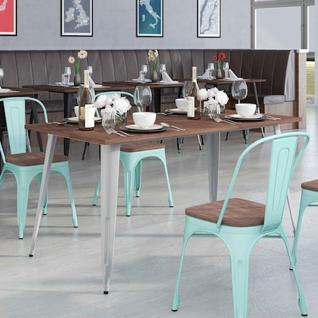 Rectangle Silver Metal Table, 30.25