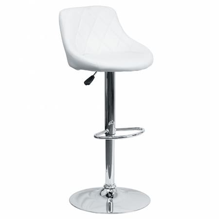 White Vinyl Barstool, Adj Height MPN:CH-82028A-WH-GG