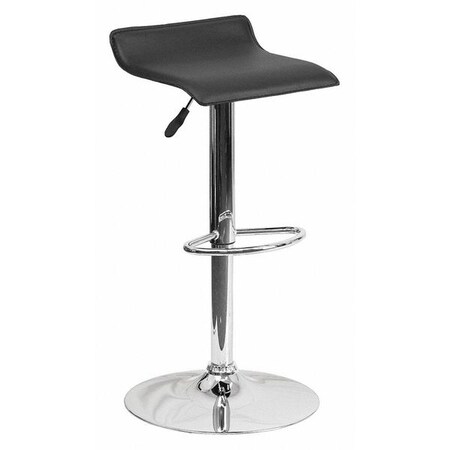 Black Vinyl Barstool, Adj Height, Seat Height Range: 22-3/4