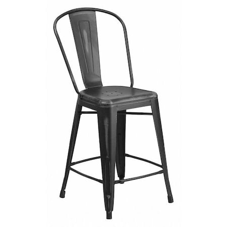 Distressed Black Metal Stool MPN:ET-3534-24-BK-GG