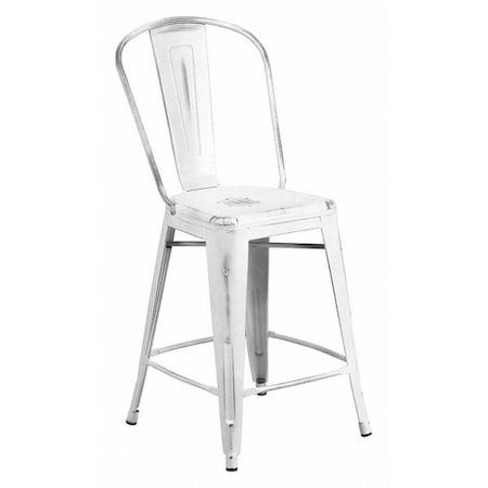 Distressed White Metal Stool MPN:ET-3534-24-WH-GG