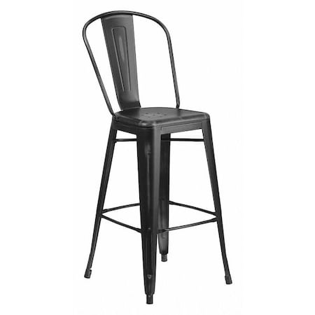 Distressed Black Metal Stool, Seat Height Range: 30