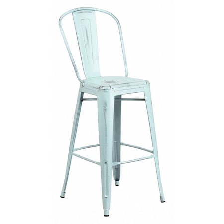 Distressed Gn-Blue Metal Stool, Material: metal MPN:ET-3534-30-DB-GG