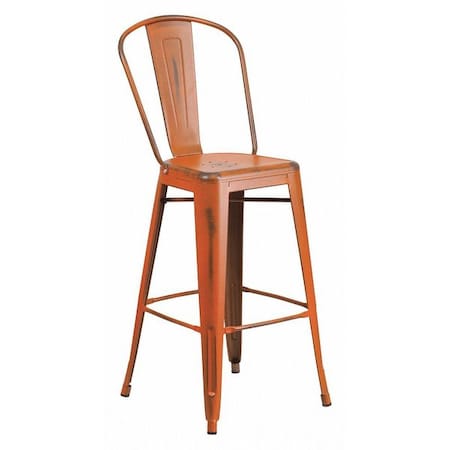 Distressed Orange Metal Stool, Material: metal MPN:ET-3534-30-OR-GG