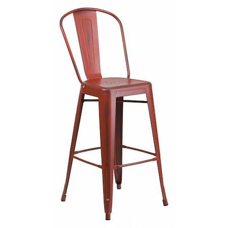 Distressed Red Metal Stool, Material: Rubber MPN:ET-3534-30-RD-GG