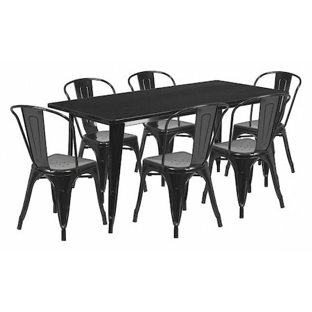 Rectangle Black Metal Table Set, 31-1/2