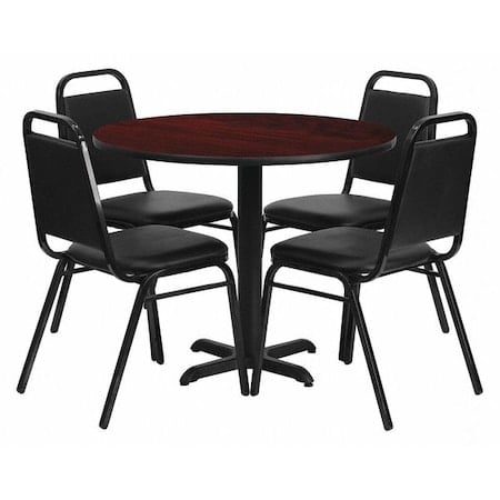 Round Table Set, Laminate, Wood Grain MPN:HDBF1002-GG