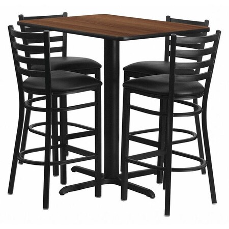 Rectangle Wal Bar Table, Rectngl w/X-Base, Blk Seats, 42