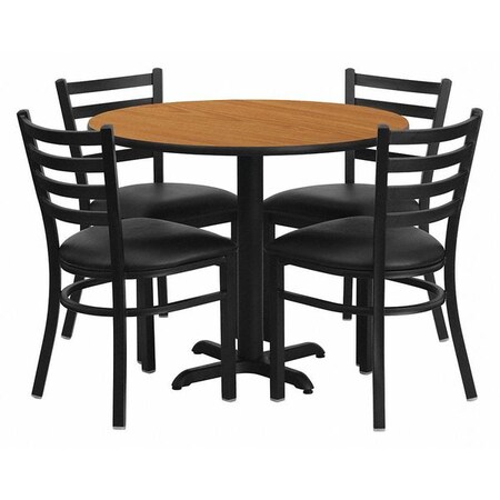Round Natural Laminate Table, Laminate Top, Wood Grain MPN:HDBF1031-GG