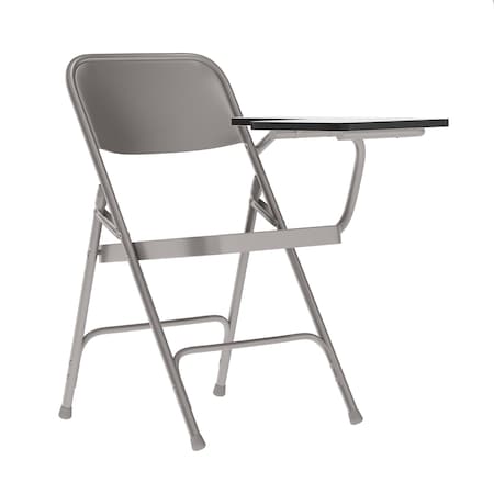 Round Metal Tablet Arm Chair, Left Hand, Beige, Laminate, Grey MPN:HF-309AST-LFT-GG