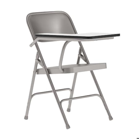 Round Metal Tablet Arm Chair, Right Hand, Beige, Laminate, Grey MPN:HF-309AST-RT-GG