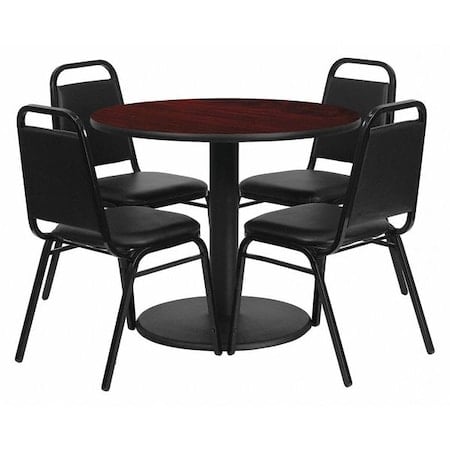 Round Table Set, Laminate, Wood Grain MPN:RSRB1002-GG