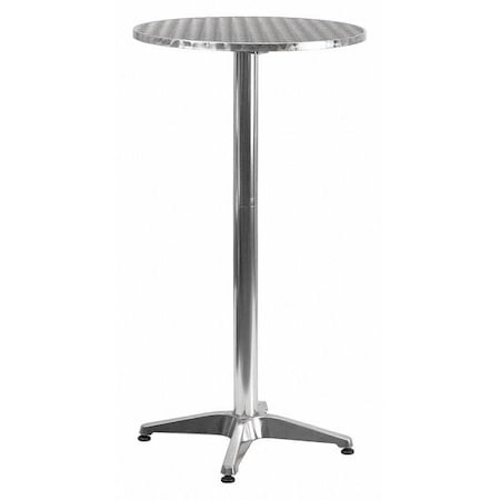 Round Fold Bar Table, Aluminum, Round, 25.5